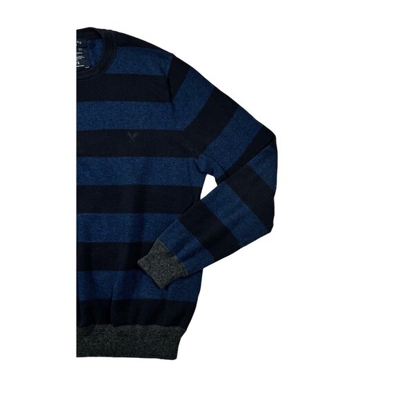 American Eagle Outfitters Sweater Men's L/S Crew Neck Striped Blue Black Large - Picture 11 of 12